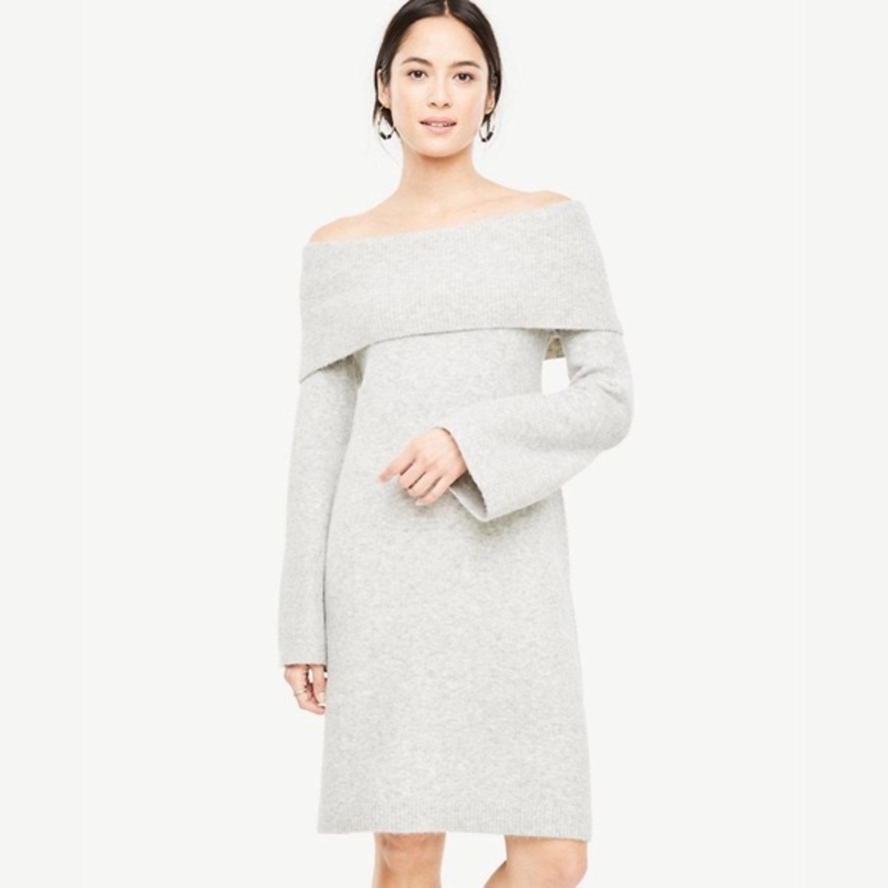 Ann Taylor Off the Shoulder Bell Sleeve Sweater Dress